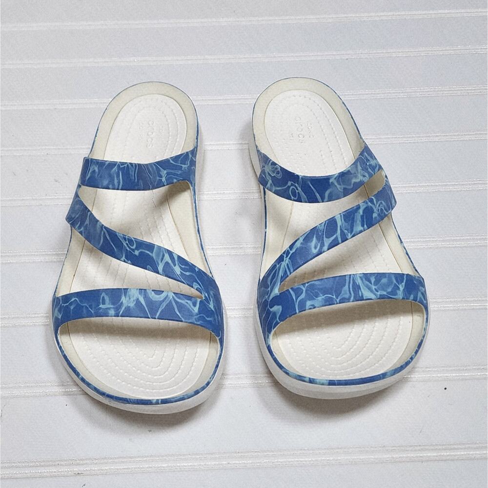 Crocs Women's Swiftwater Sandals Size 10 Blue & White - Picture 3 of 10